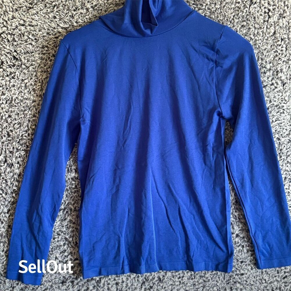 Metric Women's Long Sleeve Blue Turtleneck Top Size L Casual